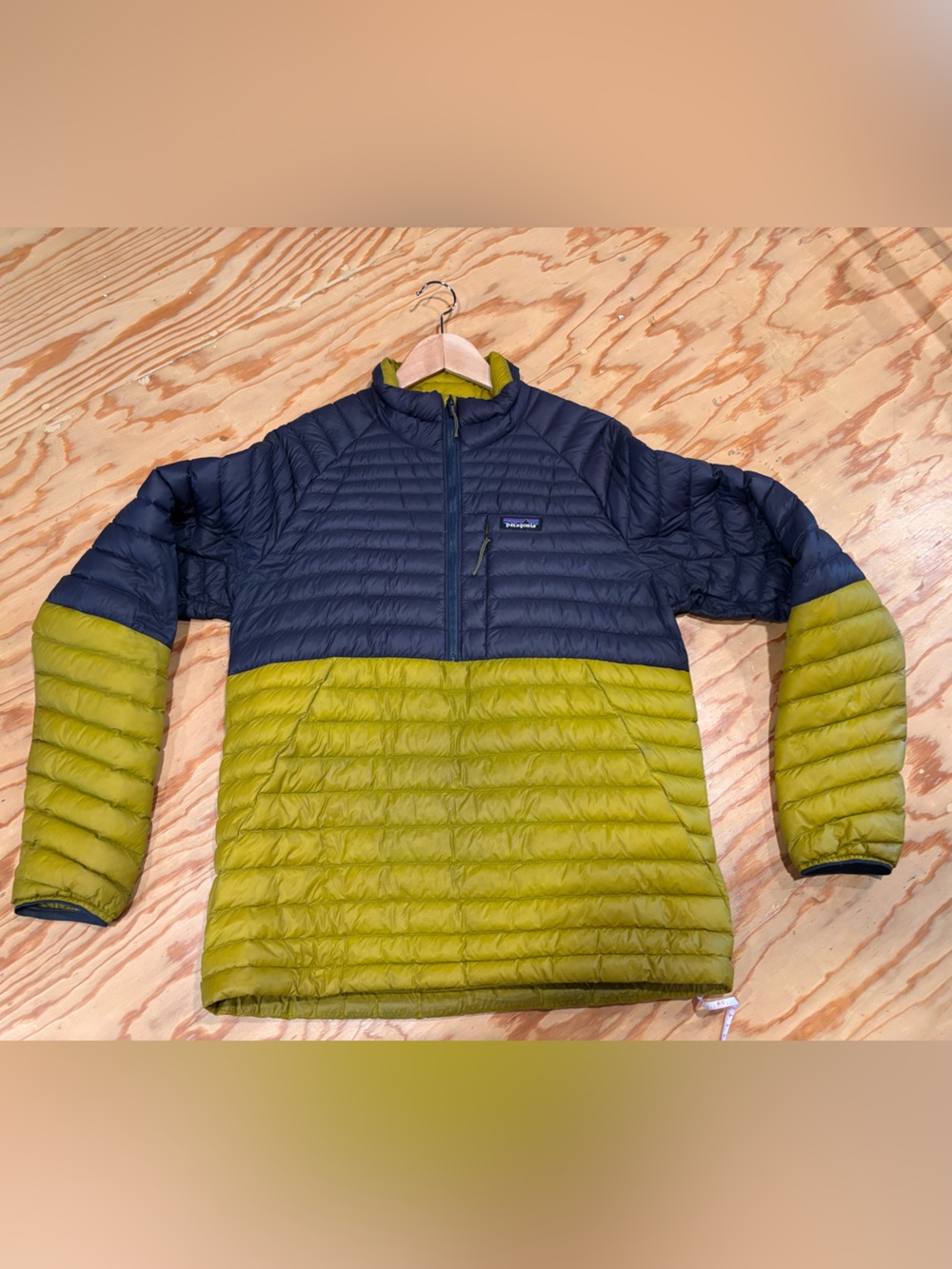 Patagonia Two-Tone AlpLight Down Pullover — Navy & Olive Green